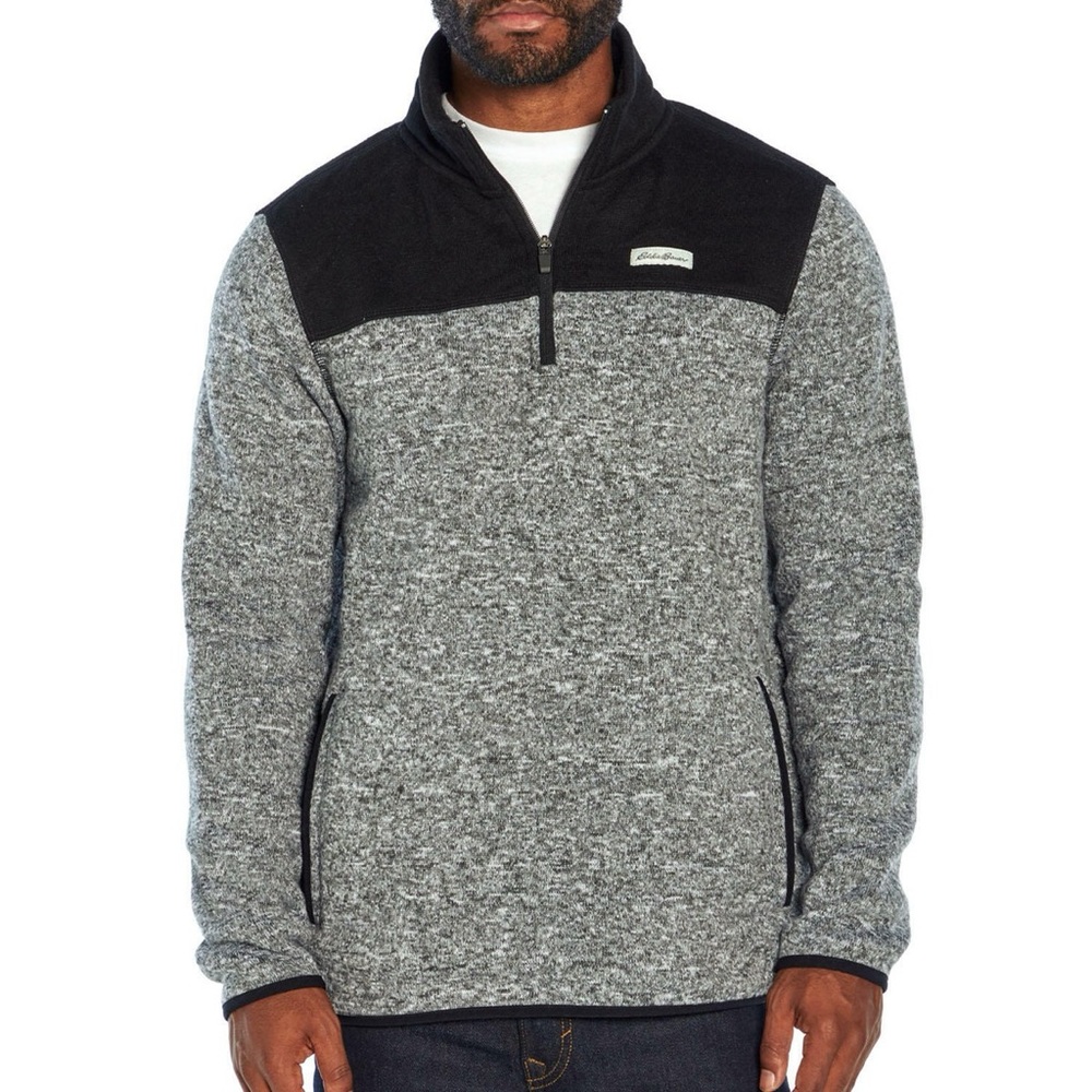 Eddie Bauer - Black and Heather Gray 1/4 zip sweater